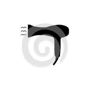 Icon of black hair dryer sign. Vector illustration eps 10