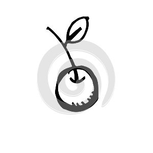 Icon black Hand drawn Simple outline cherrys Symbol. vector Illustrator. on white background