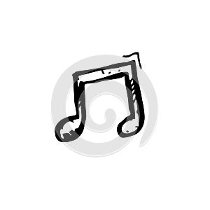Icon black Hand drawn Simple outline Note. Melody. symbol. vector Illustrator. on white background