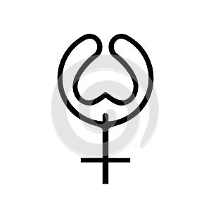 Icon black line nymphomania concept. Stylised Sign female gender expresses sex woman addiction. A symbol sexual affiliation. Flat photo