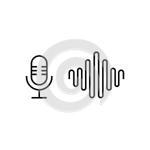 Icon of black microphone sign, microwaves. Vector illustration eps 10