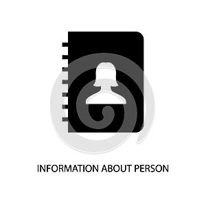Icon of black sign information about person. Vector illustration eps 10