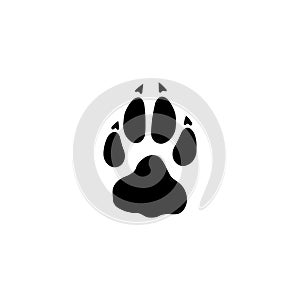 Icon of black sign paw print beast. Vector illustration eps 10