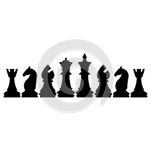 Icon of black sign set of chess pieces. Vector illustration eps 10