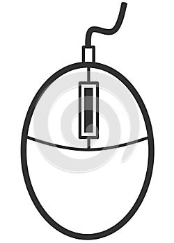 Icon black silhouette of a modern computer mouse. Vector illustration.