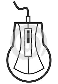 Icon black silhouette of a modern computer mouse. Vector illustration.