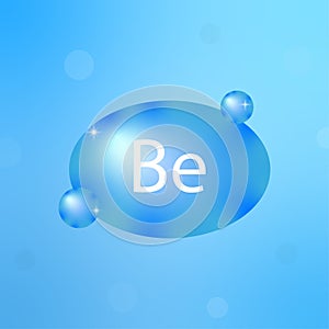 icon with blue chemical element Be. Education concept. Vector illustration.