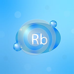 icon with blue chemical element Rb. Education concept. Vector illustration.