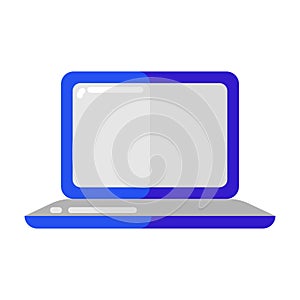 Icon of blue laptop in flat style.