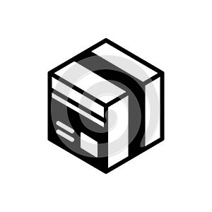 Black solid icon for Box, carton and parcel