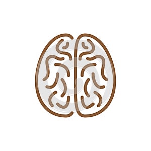 Icon of Brain of Brown Colour Vector Illustration