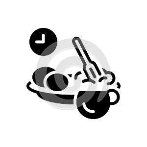 Black solid icon for Breakfast, morning and time