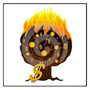 Icon of burning money tree