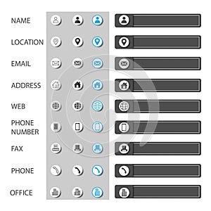 Icon Business. Contact us. Set simple vector icon business for information. Symbol set illustration flat design, Phone.