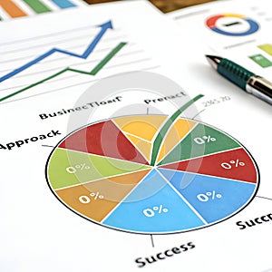 Business pie chart with check mark icon