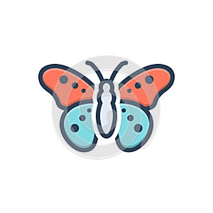 Color illustration icon for Butterfly, lepidoptera and fly