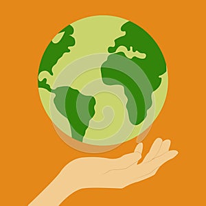 icon, button on the theme of saving earth with planet on hand