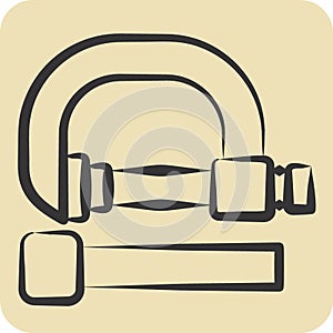 Icon C Clamp. related to Construction symbol. hand drawn style. simple design . simple illustration