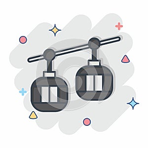 Icon Cable Car. related to Amusement Park symbol. comic style. simple design editable. simple illustration