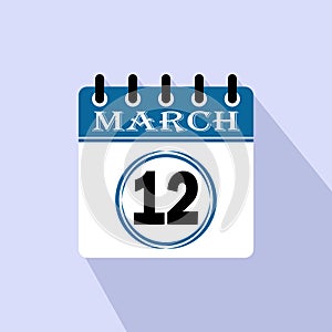 Icon calendar day - 12 March