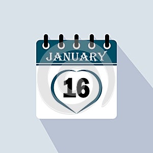 Icon calendar day - 16 January