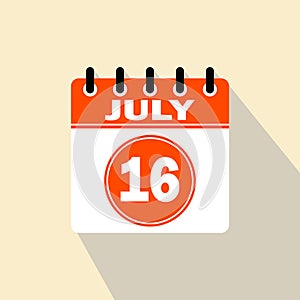 Icon calendar day - 16 July