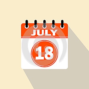 Icon calendar day - 18 July