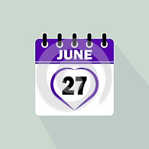 Icon calendar day - 27 June