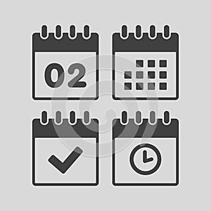 Icon calendar number 2, agenda app, timer, done