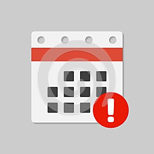 Icon calendar - popup message alert or error