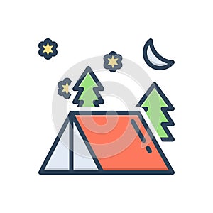 Color illustration icon for Camping, adventure and leisure photo