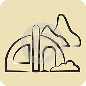 Icon Camping. related to Alaska symbol. hand drawn style. simple design editable. simple illustration