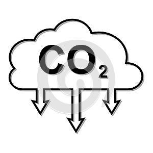 Icon carbon dioxide emissions Co2 cloud with a shadow. Business concept for reducing Co2 gas emissions