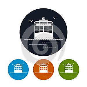 Icon cargo container ship , vector illustration