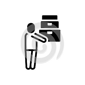 Black solid icon for Carry Box, carry and delivery