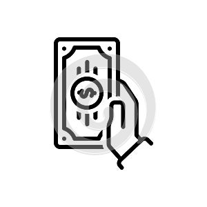 Black line icon for Cash, penny and piles photo