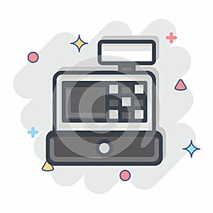 Icon Cash Register. related to Online Store symbol. Comic Style. simple illustration. shop