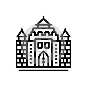 Black line icon for Castle, chateau and building