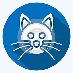 Icon Cat. related to Animal Head symbol. long shadow style. simple design editable. simple illustration. cute. education