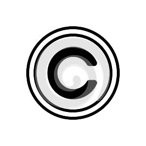 Black solid icon for Cc, letter and alphabet