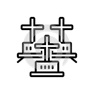 Black line icon for Cemeteries, graveyard and sheol