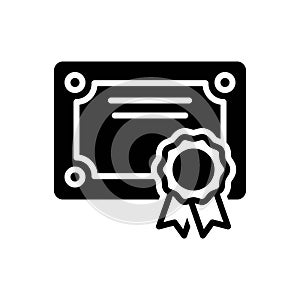 Black solid icon for Certificate, scholarship and qualification