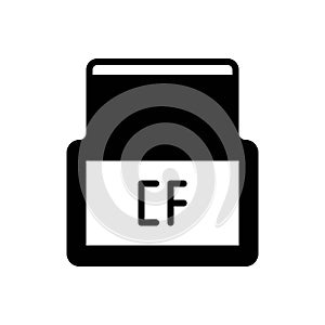 Black solid icon for Cf, alphabet and letter
