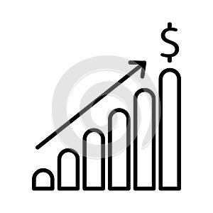 Icon chart. Profit arrow. Growth stock diagram financial graph. Vector illustration. Stock image.