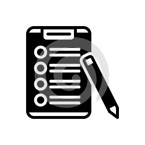 Black solid icon for Checklist, clipboard and report