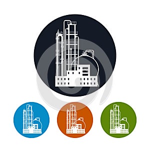 Icon of a chemical plant or refinery processing ,