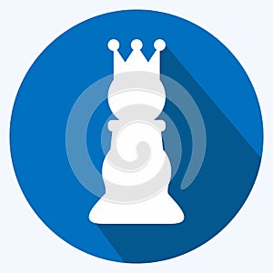 Icon Chess 1 - Long Shadow Style,Simple illustration,Editable stroke