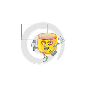 An icon of chinese gold drum cartoon character style bring board