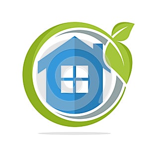 The icon of circle shape logo with the concept of environmentally friendly home energy management photo