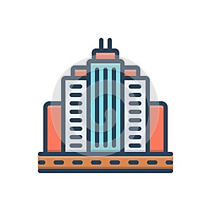 Color illustration icon for City, town and metropolis photo